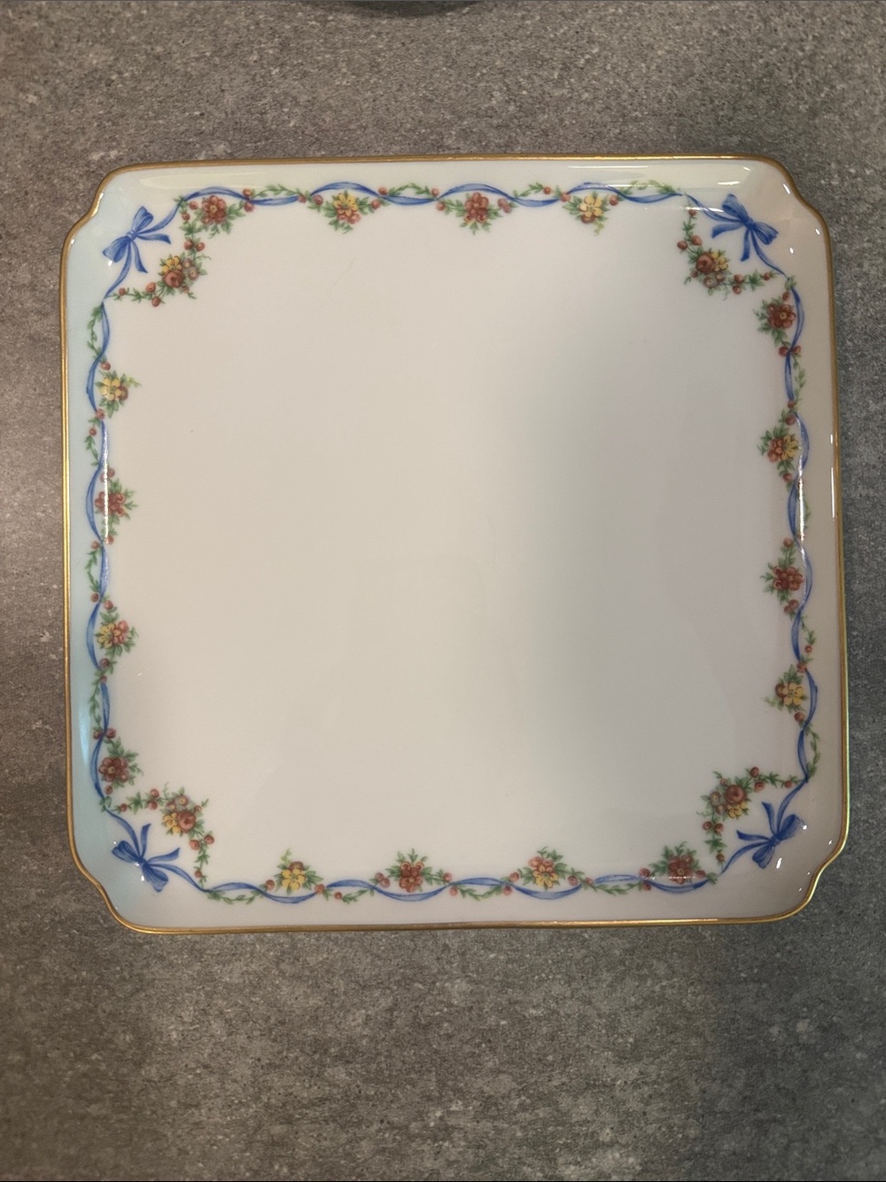 Chamart Limoges "Blue Bows" square plate